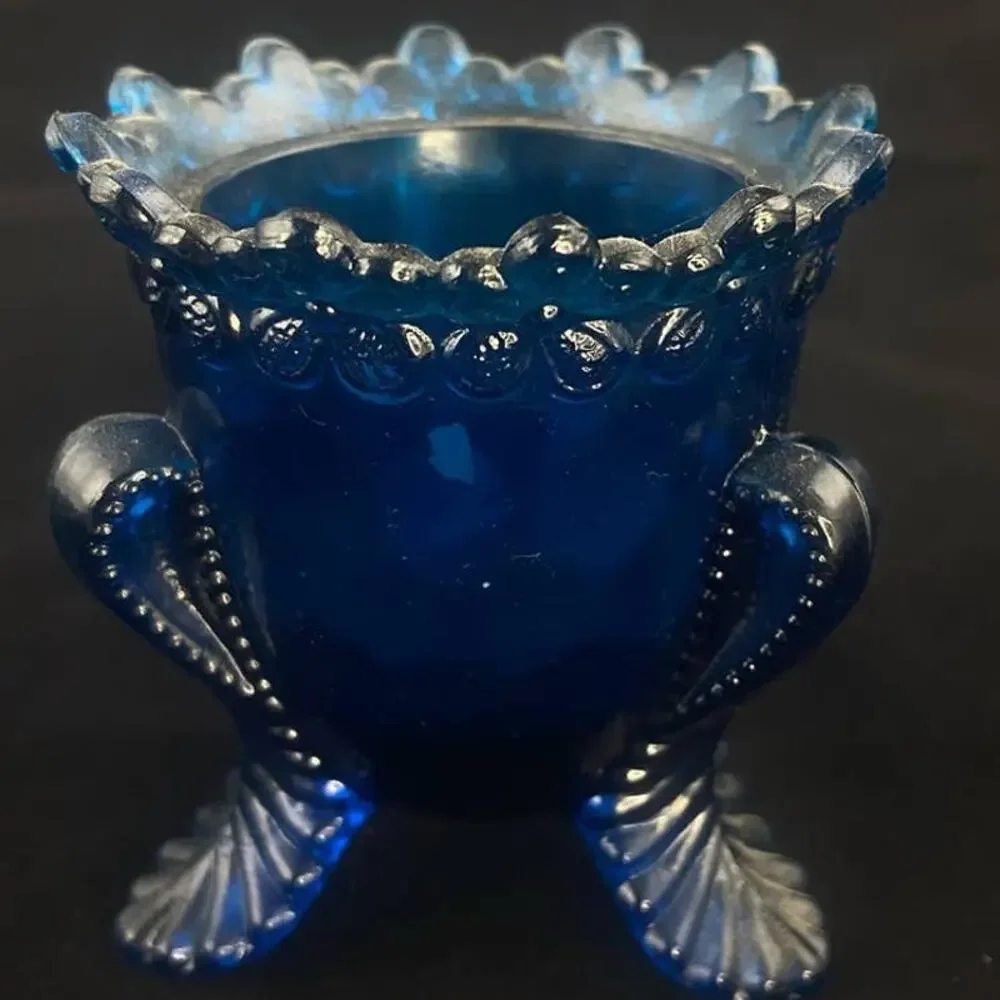 Boyd Art Glass Forget Me Knot Toothpick Holder Cobolt Blue